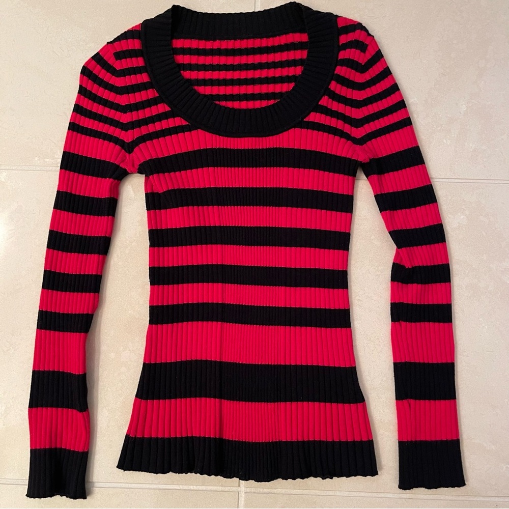 Forever21 Red and Black Striped Sweater